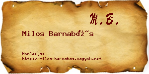Milos Barnabás névjegykártya